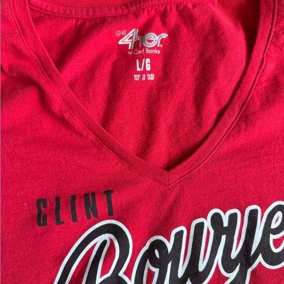 Women’s Size Large Red Clint Bowyer V-Neck T-Shirt - Picture 6 of 7